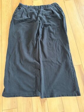 aerie Black Cozy Baggy Wide-led Fleece Lounge Pants